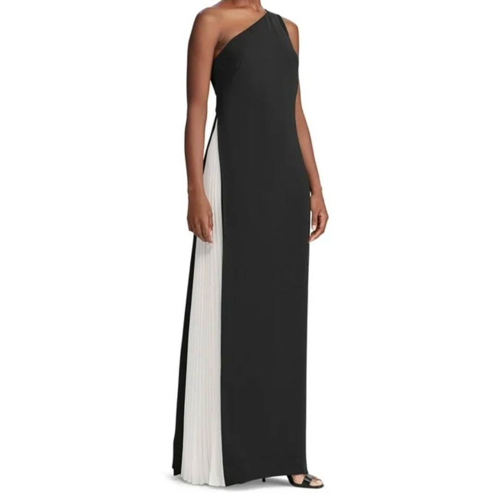 Lauren Ralph Lauren One-Shoulder Black and White Gown Size 4 NWT